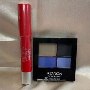 Revlon Matte Balm in Red with ColorStay Eyeshadow Quad in Blue - NEW